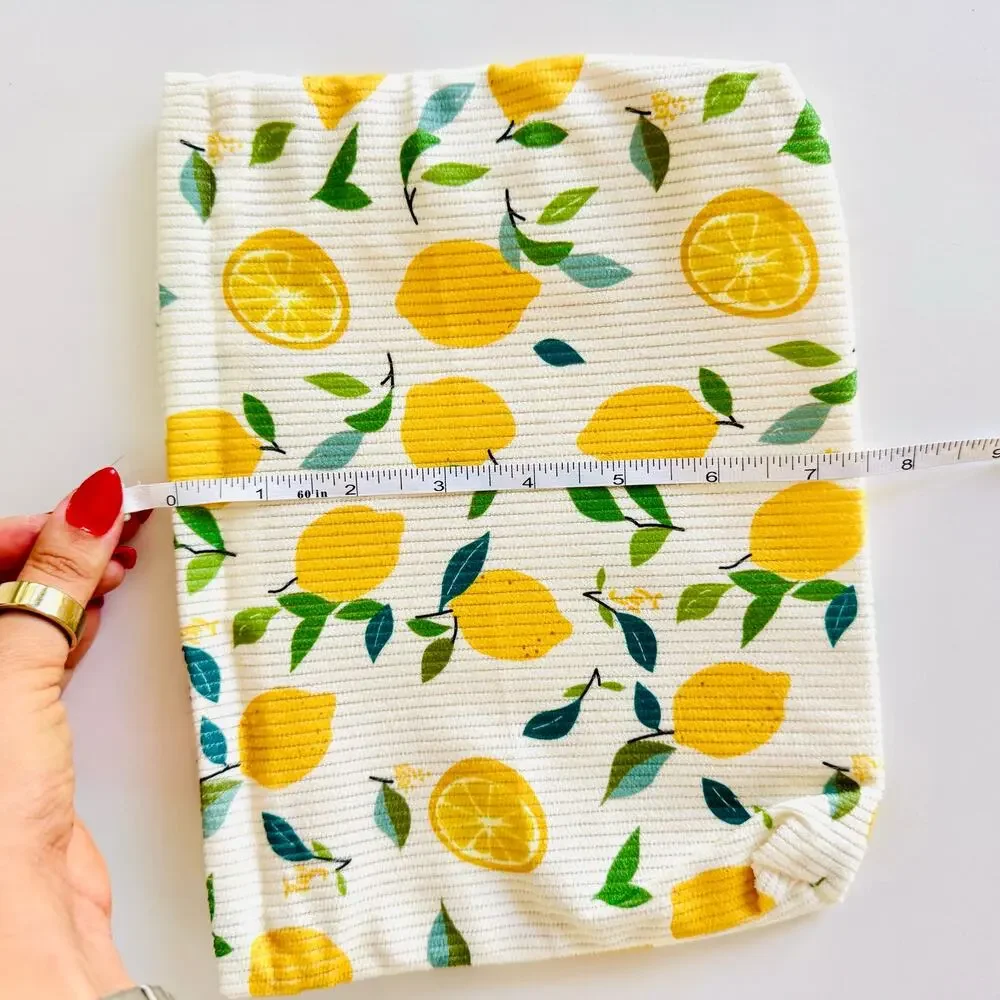 NEW ANTHROPOLOGIE Cream Yellow Green Cord Lemon Fruit $68 Clutch Cosmetic Bag